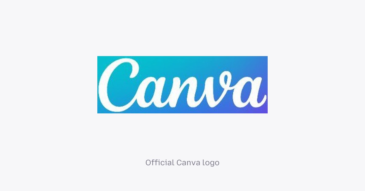 Official Canva logo in white script on a teal to purple gradient